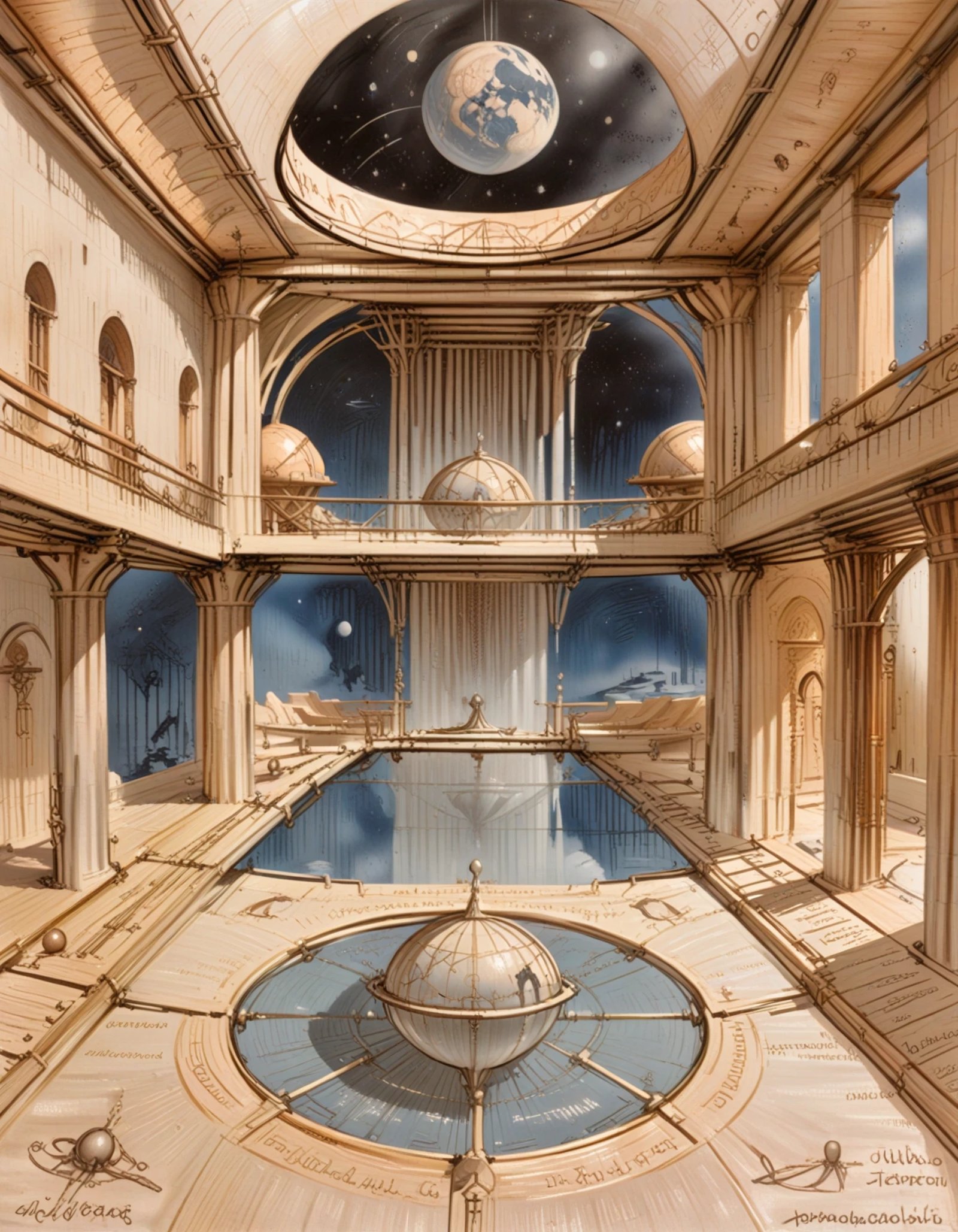grand ballroom in a dingy scifi arcology at the end of the universe,  masterpiece by _Envy_ on Tensor.Art