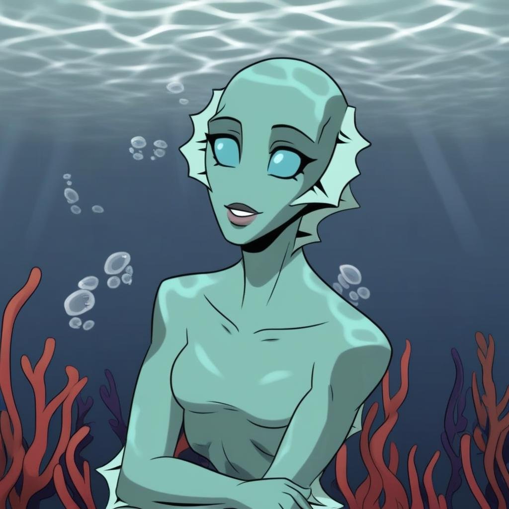 Nina_(Character),  fish person,  no pupils by Hoodie on Tensor.Art