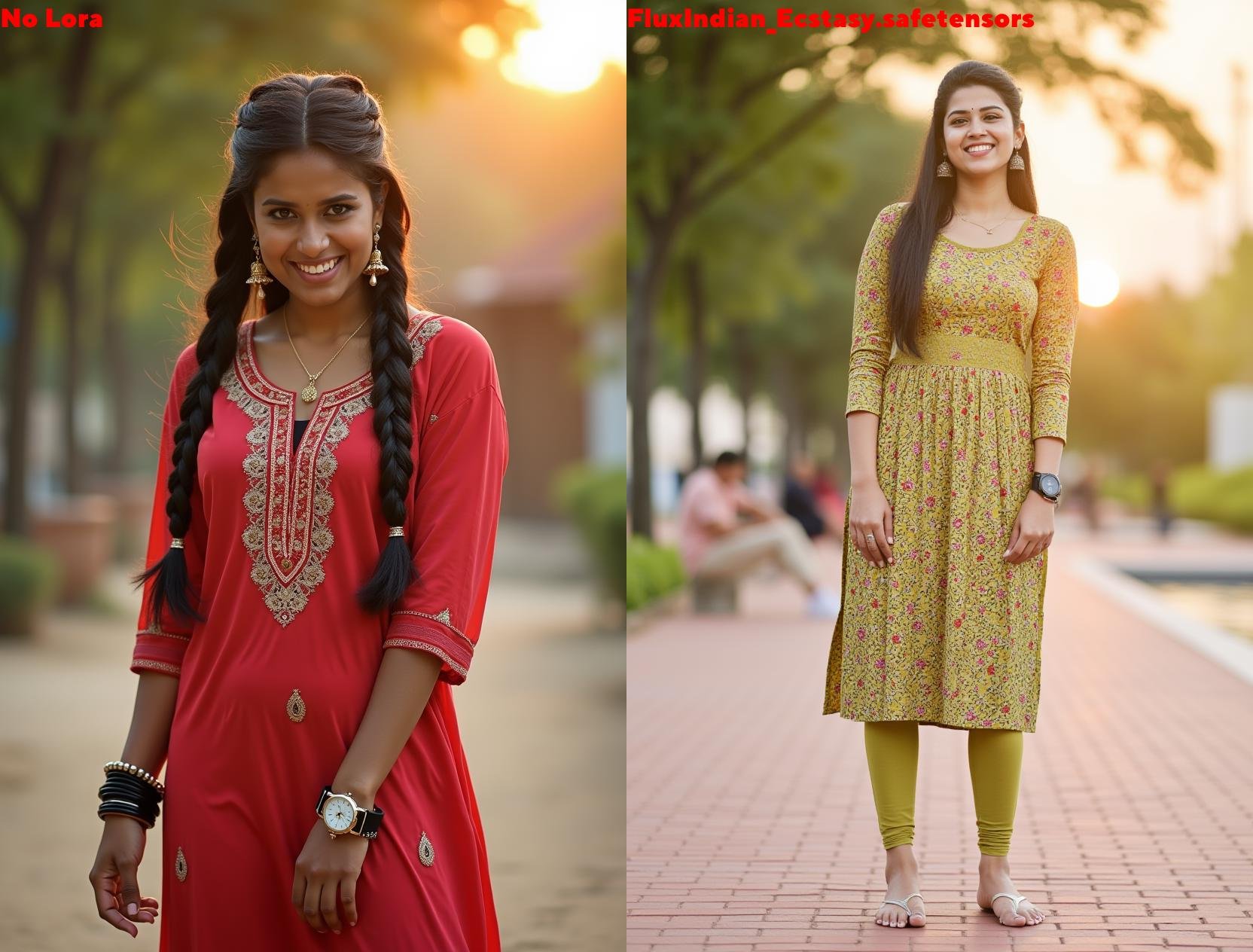 Full size image of an indian woman from head to toe. She is standing. She is wearing kurta and an ankle length leggings. S...