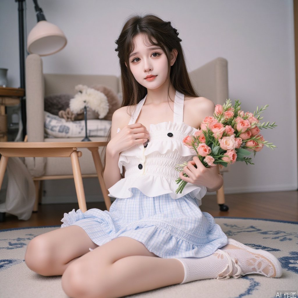 1girl,  halter_dress,  flower by 星河 on Tensor.Art