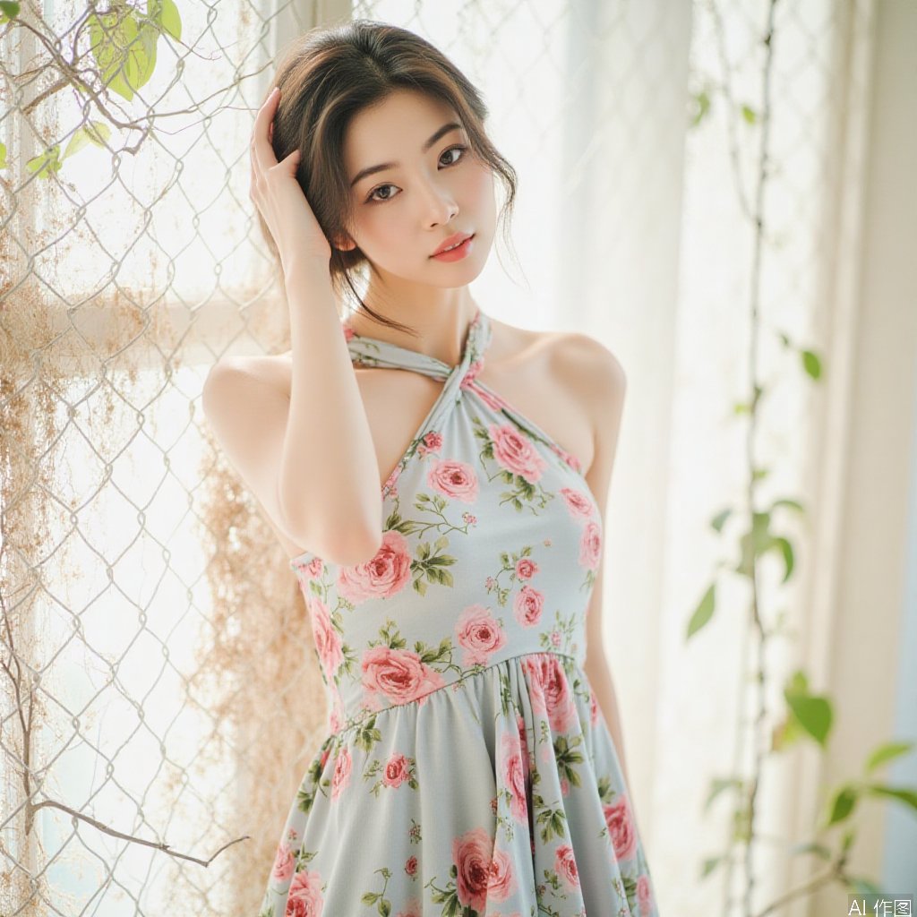 1girl,  halter_dress,  flower by 星河 on Tensor.Art