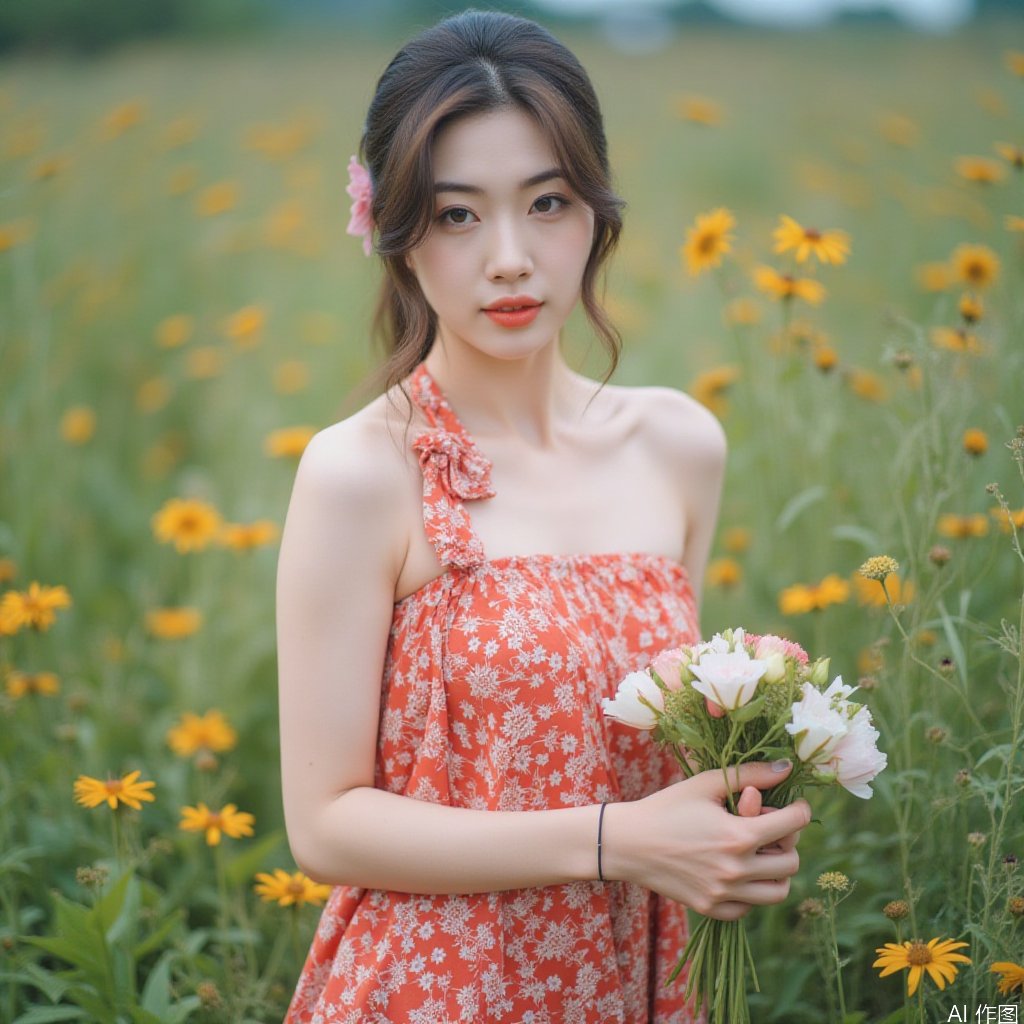 1girl,  halter_dress,  flower by 星河 on Tensor.Art