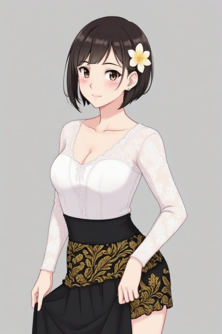 A digital anime-style portrait of a young woman with fair skin,  big expressive brown eyes,  and a soft gentle expression...