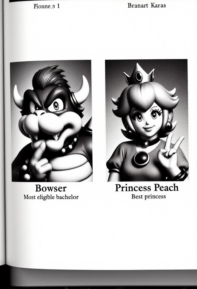 This is a black-and-white photograph of a high school yearbook-style page featuring two individuals. The image is divided...
