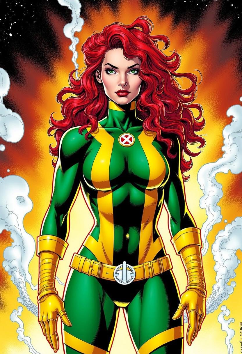 this is a vibrant digitally colored comic book cover illustration featuring rogue a character from the x-men series. the a...