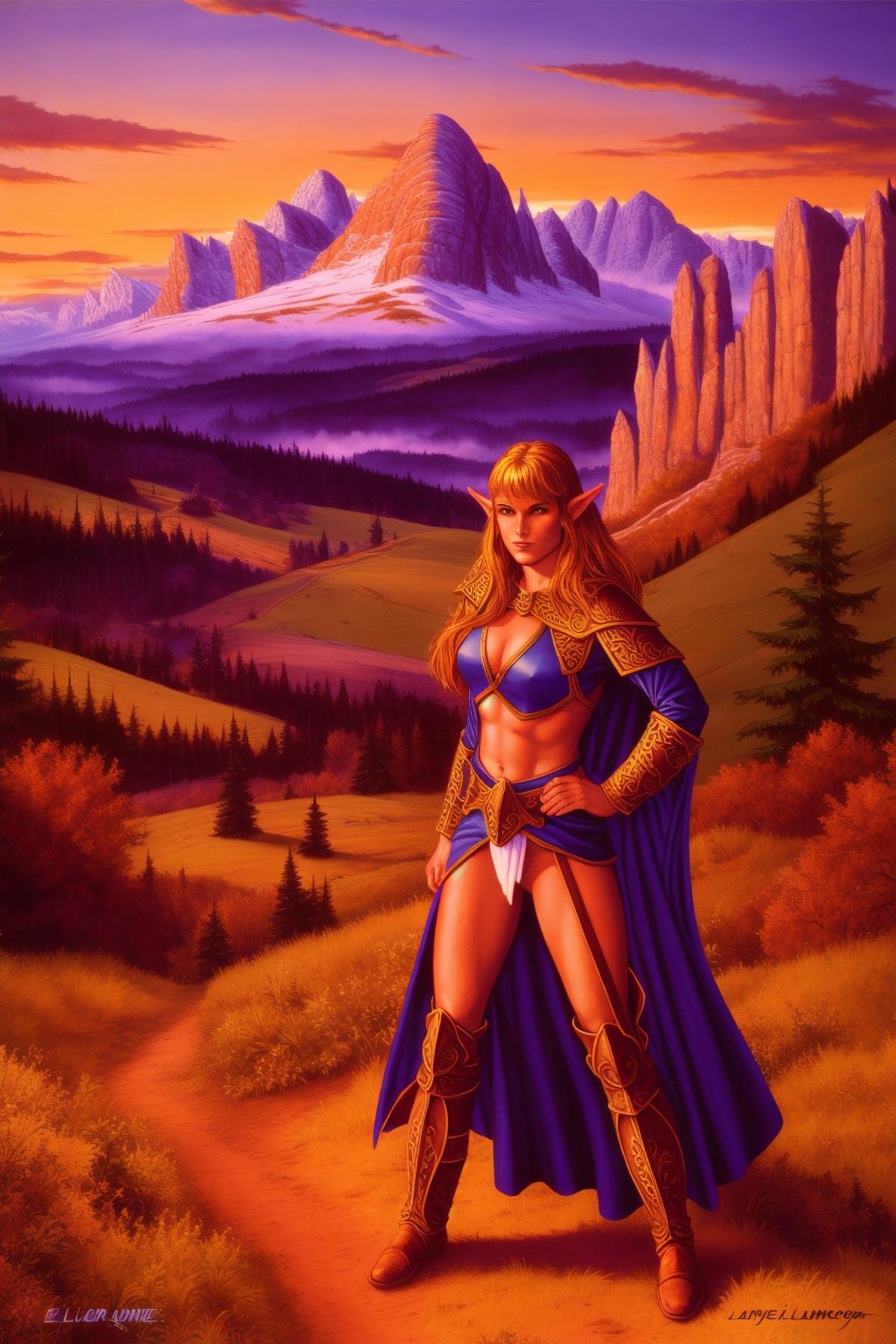 Elmore_Style fantasy illustrations of a portrait,  female elf mage,  skimpy by Glamortica on Tensor.Art