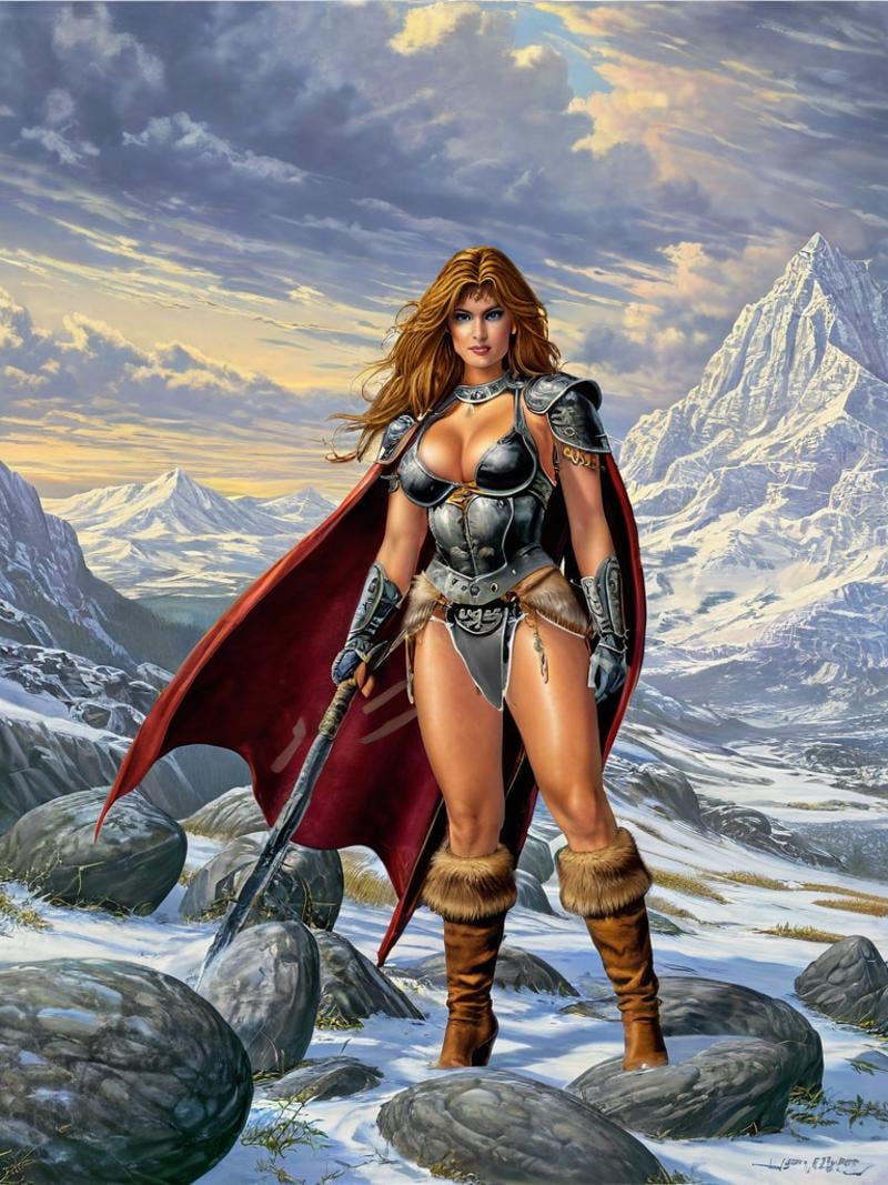 fantasy illustrations of by Elmore_Style_LX ,  standing pose,  Witches and warriors by Glamortica on Tensor.Art