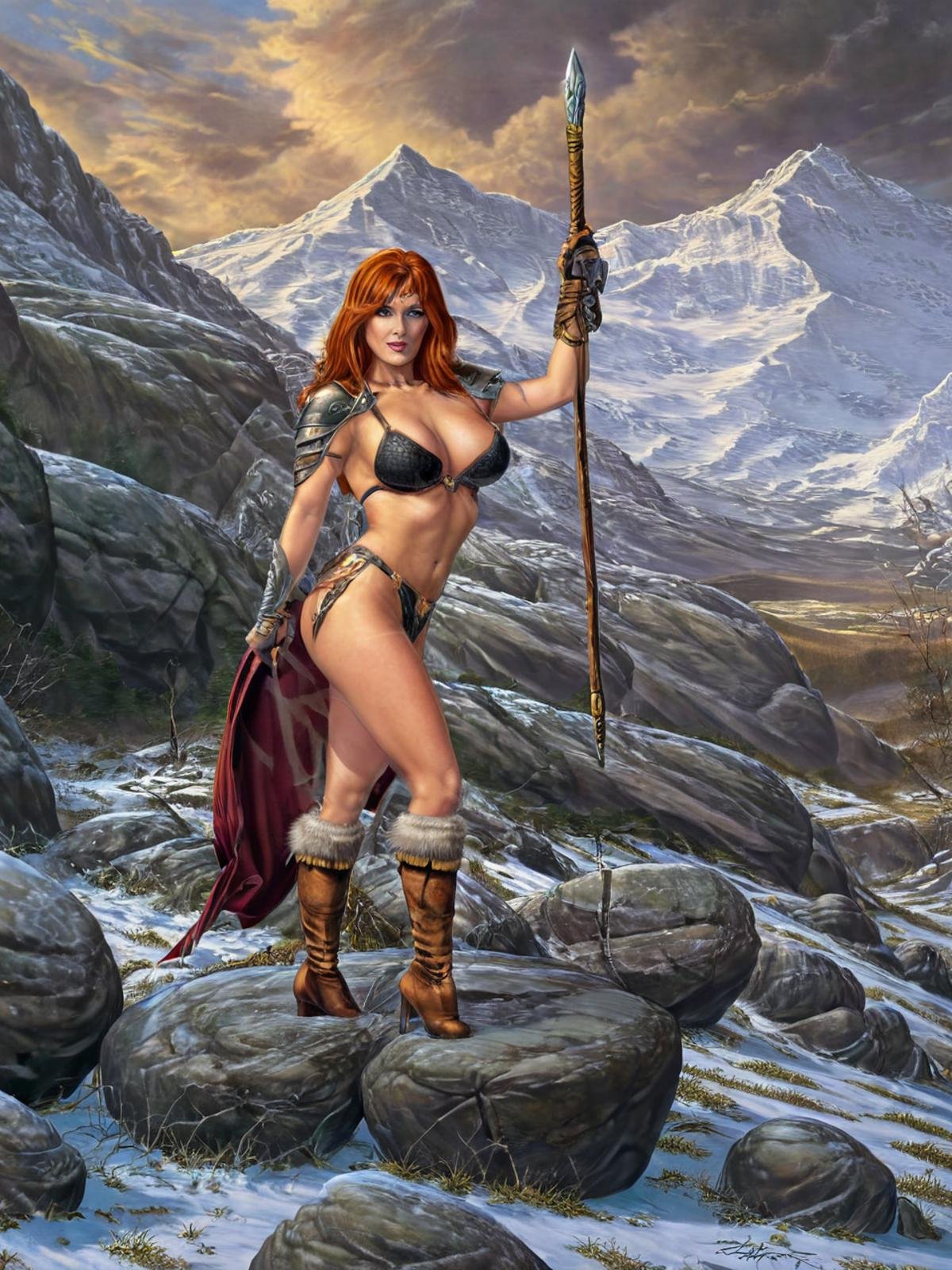 (((nude fantasy illustrations of by Elmore_Style_LX))) ,  standing pose,  Witches and warriors by Glamortica on Tensor.Art