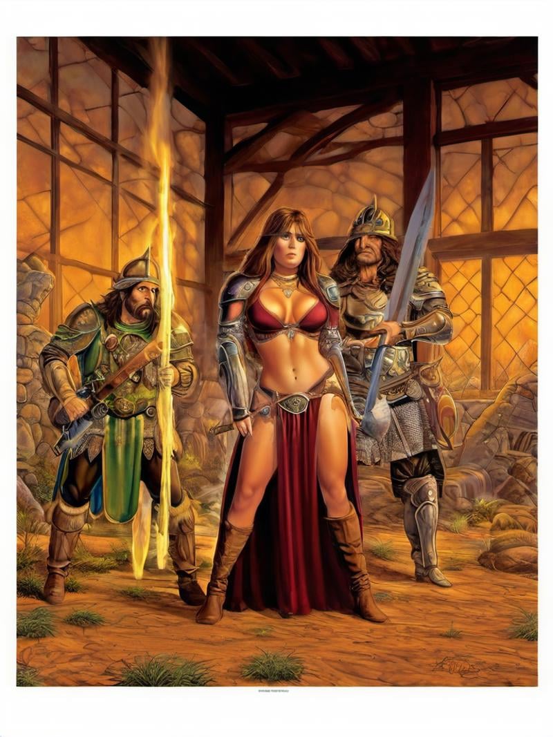 fantasy illustrations of by Elmore_Style_LX ,  Witches and warriors,  sexy by Glamortica on Tensor.Art