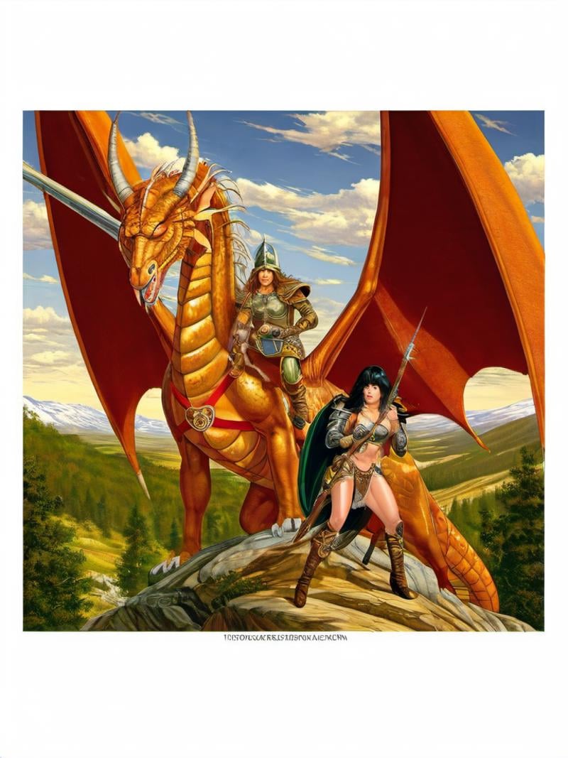 fantasy illustrations of by Elmore_Style_LX ,  Witches and warriors,  sexy by Glamortica on Tensor.Art