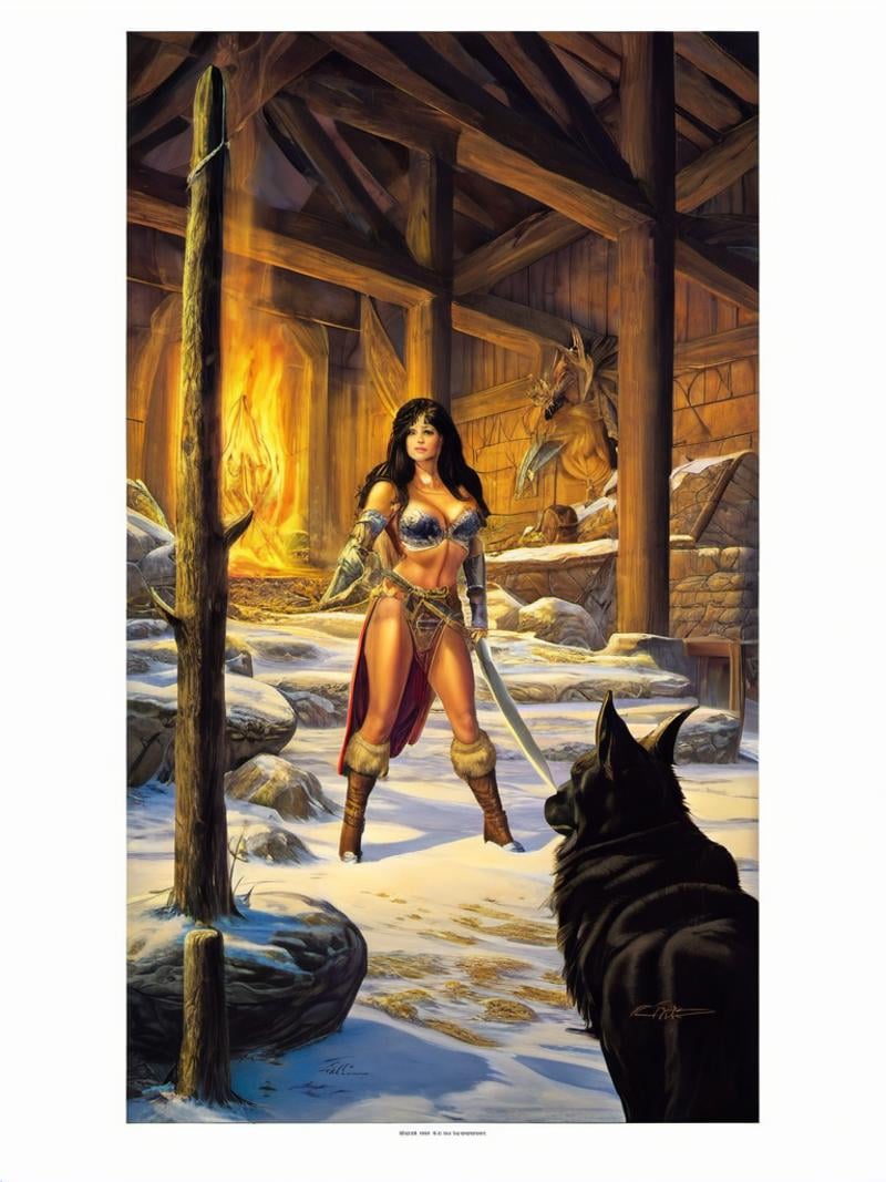 fantasy illustrations of by Elmore_Style_LX ,  Witches and warriors,  sexy by Glamortica on Tensor.Art