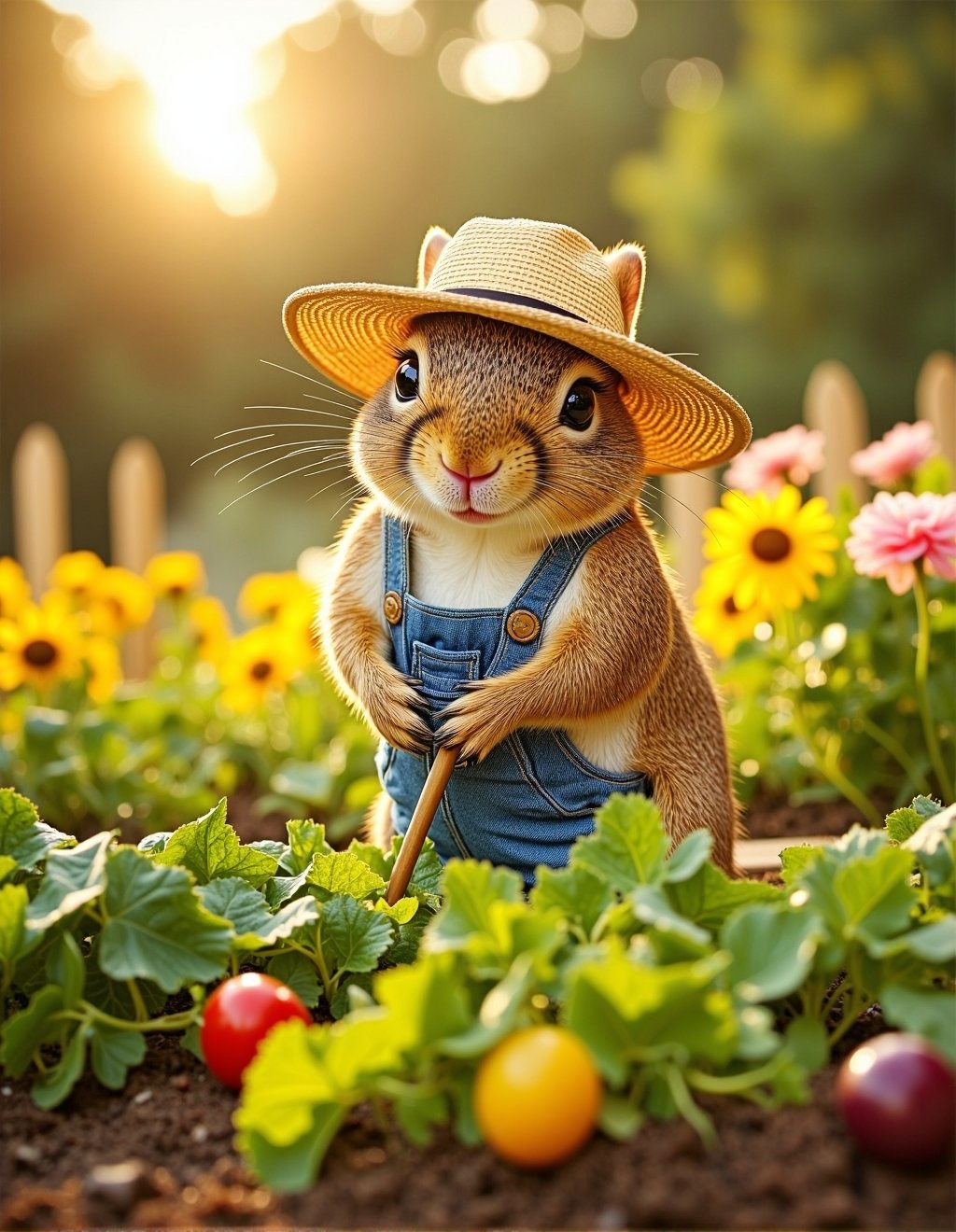 Dressed Animals Style,  A charming squirrel,  dressed in overalls and a straw hat by Kappa_Neuro on Tensor.Art