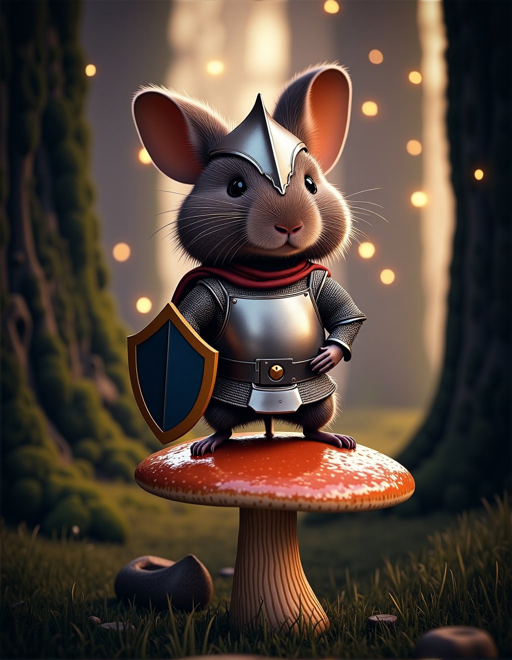 Dressed Animals Style,  A brave mouse,  clad in a knight's armor complete with a plumed helmet and shield by Kappa_Neuro o...