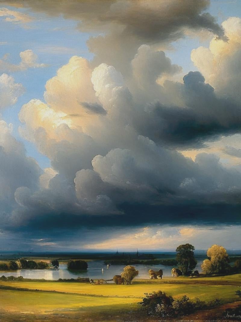 john constable style painterly cluds ,  light texture,  for fine art photography by Kappa_Neuro on Tensor.Art