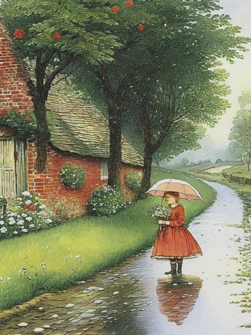Flowers bloomed after a drizzling rain falls,  Farm is exceptionally quiet. No more noise had passed on the road. Bunny we...