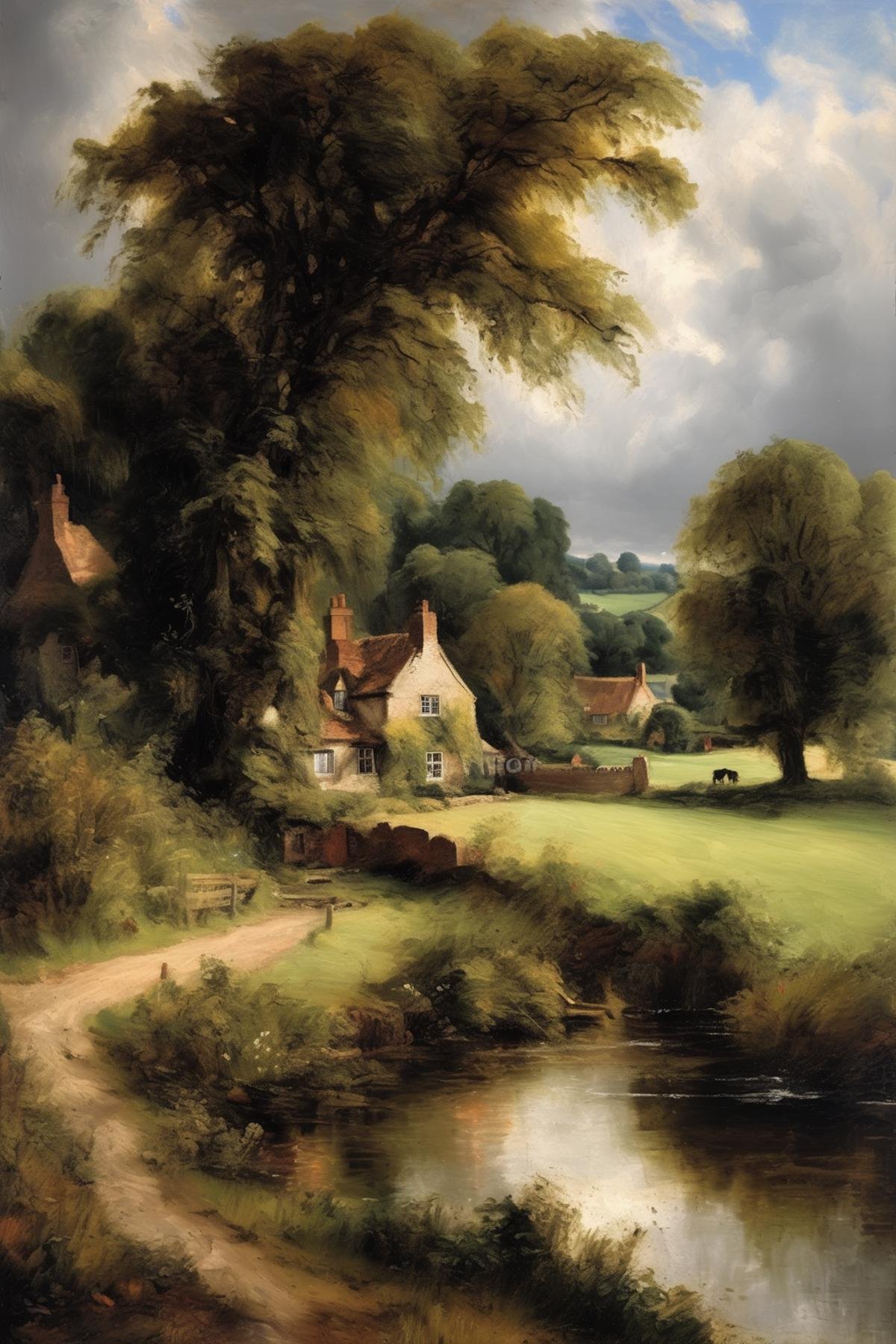 John Constable Style - picturesque English countryside artistic,  atmospheric,  fine brushwork by Kappa_Neuro on Tensor.Art