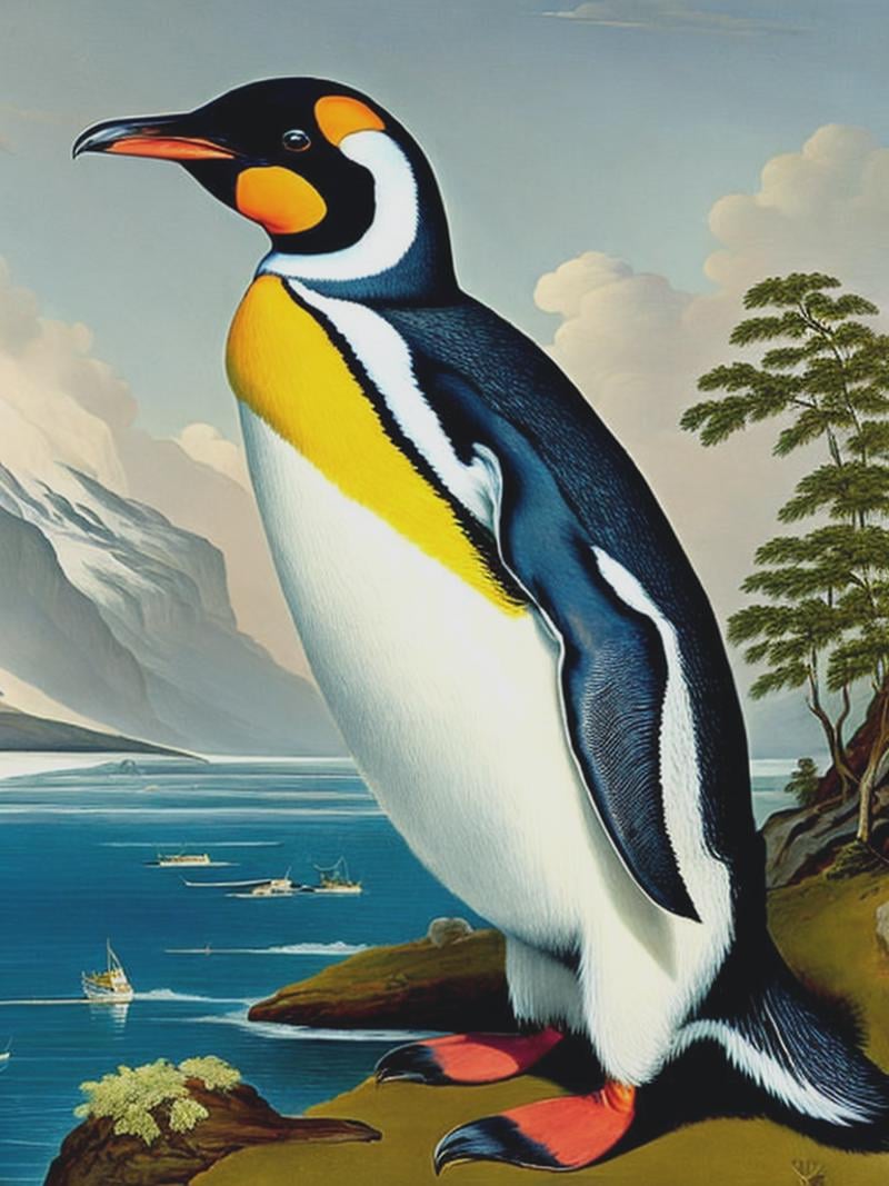 A penguin in the style of John James Audubon by Kappa_Neuro on Tensor.Art