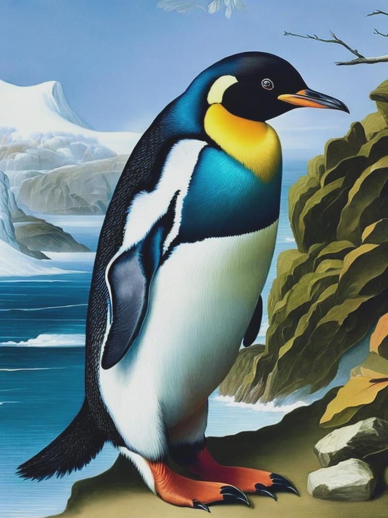A penguin in the style of John James Audubon by Kappa_Neuro on Tensor.Art
