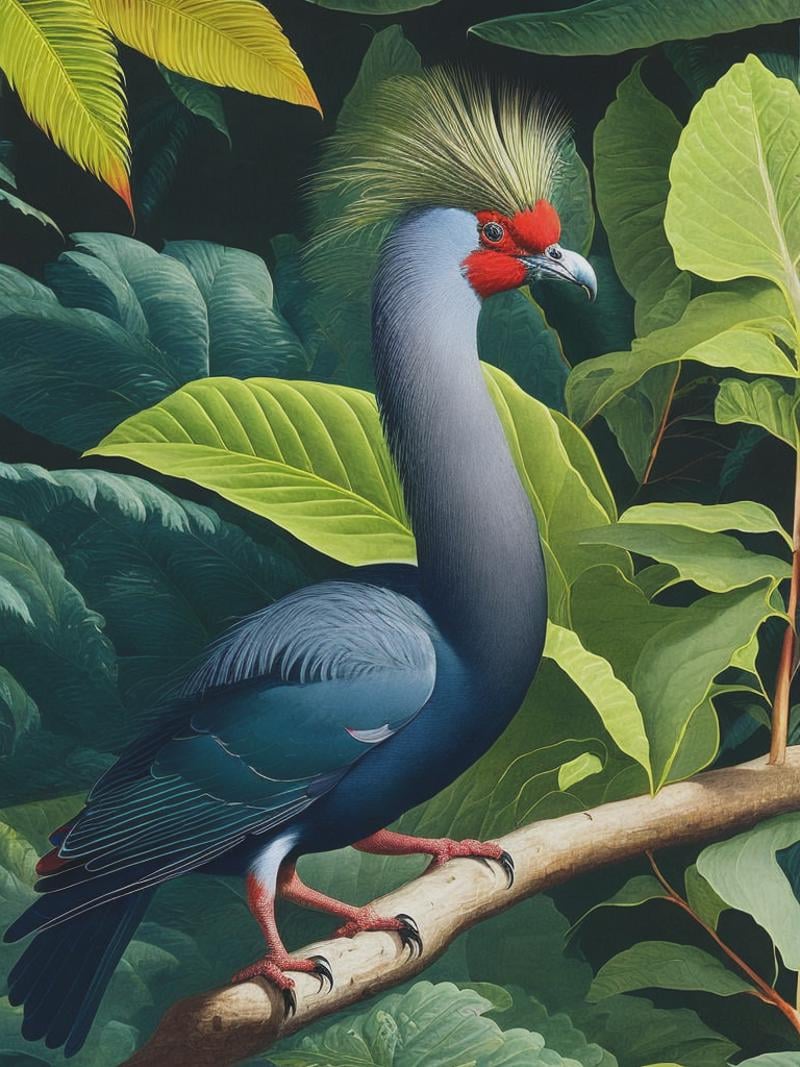 a Victoria Crowned Pigeon in the naturalist illustration style of john james audubon by Kappa_Neuro on Tensor.Art