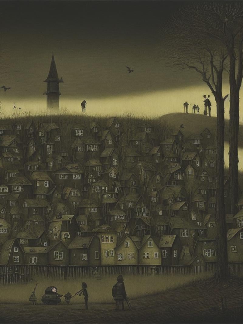 zombie apocalypse in the style of John Kenn Mortensen by Kappa_Neuro on Tensor.Art