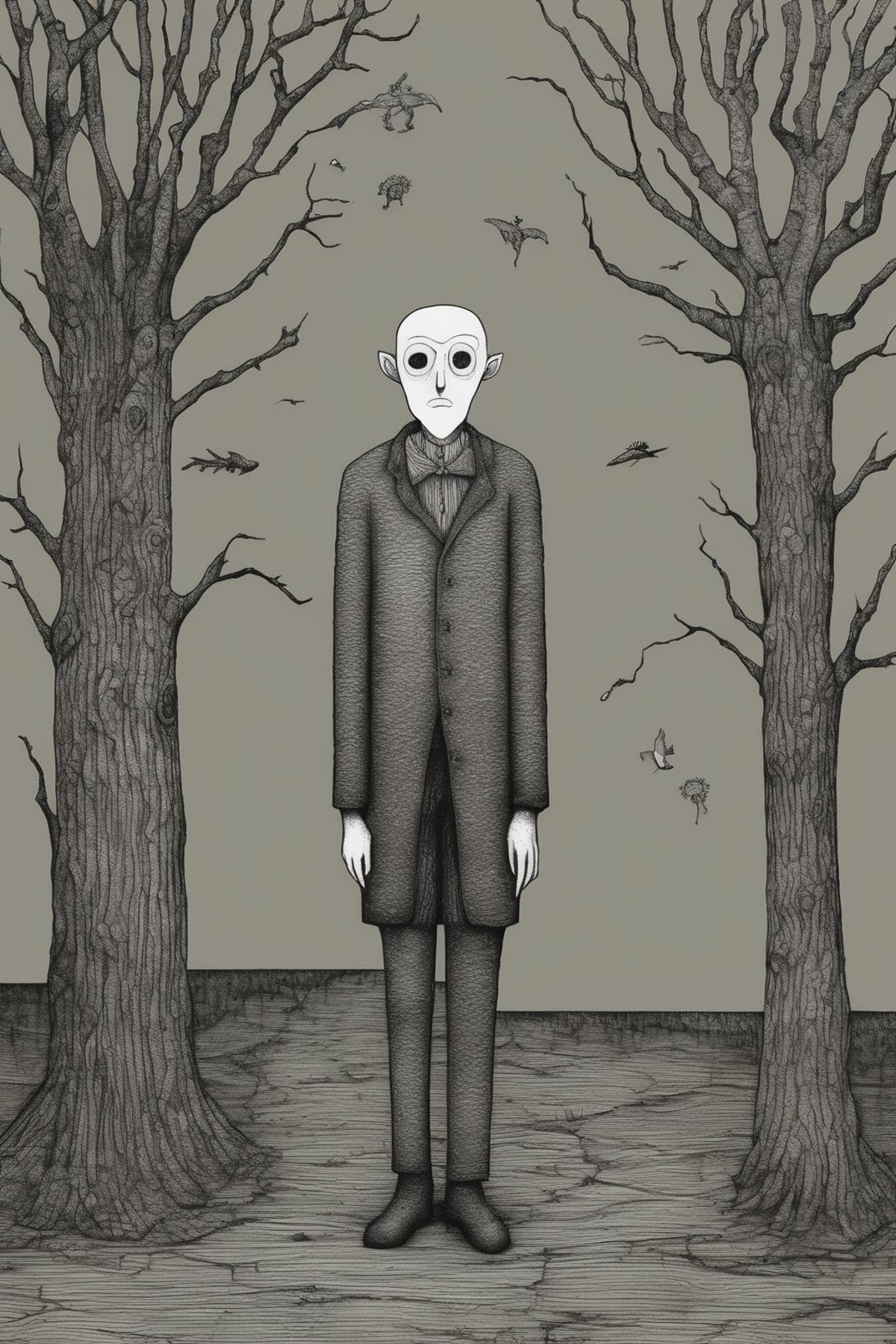 John Kenn Mortensen Style - drawing of ego death in the style of edward gorey and junji ito by Kappa_Neuro on Tensor.Art