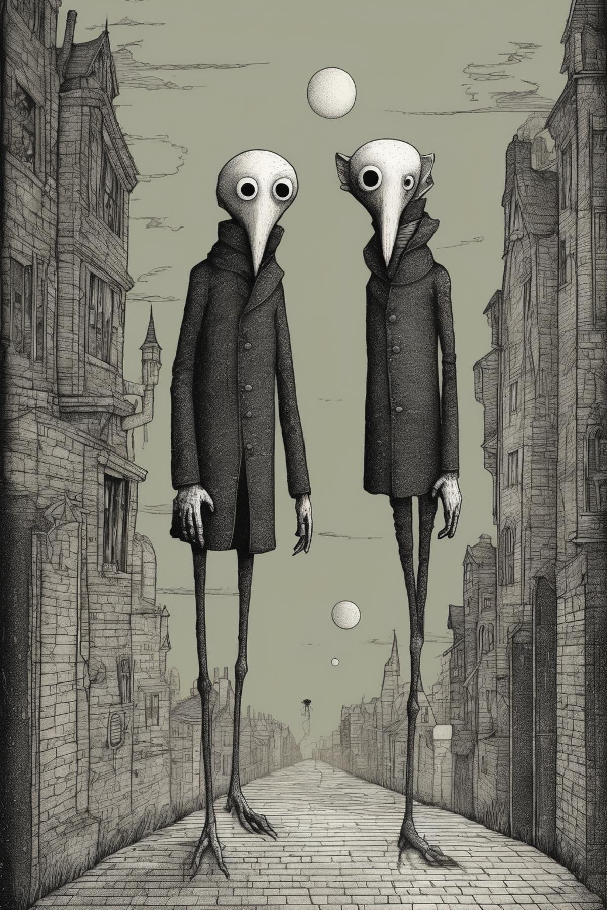 John Kenn Mortensen Style - futuristic cryptid cute style of edward gorey by Kappa_Neuro on Tensor.Art