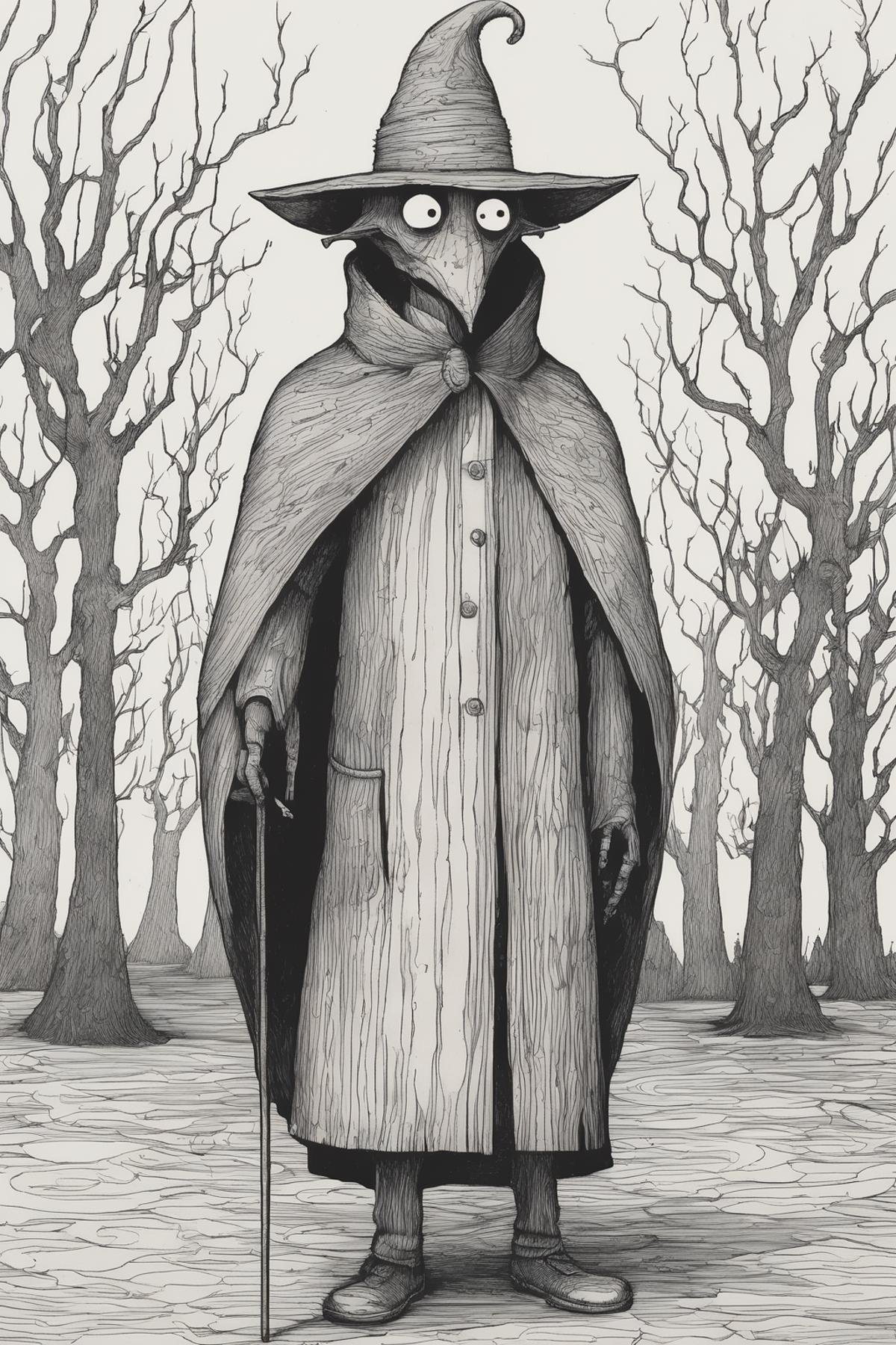 John Kenn Mortensen Style - nate opi,  simple,  line drawn round head with eyes by Kappa_Neuro on Tensor.Art