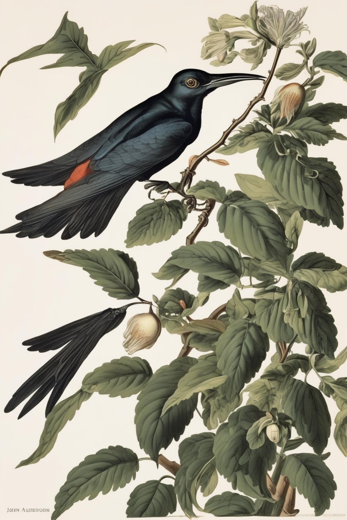 John James Audubon Style - white background,  one single flying bird,  old botanical illustration by Kappa_Neuro on Tensor...