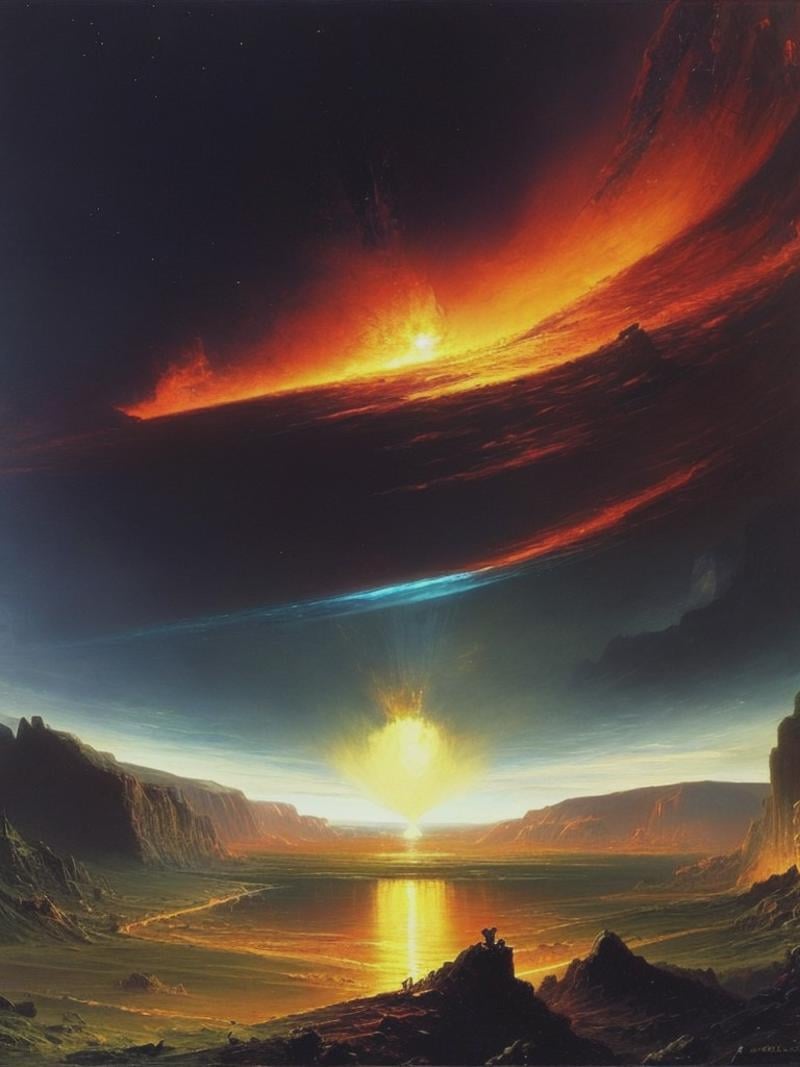 landing in the dark ,  artwork by john martin by Kappa_Neuro on Tensor.Art