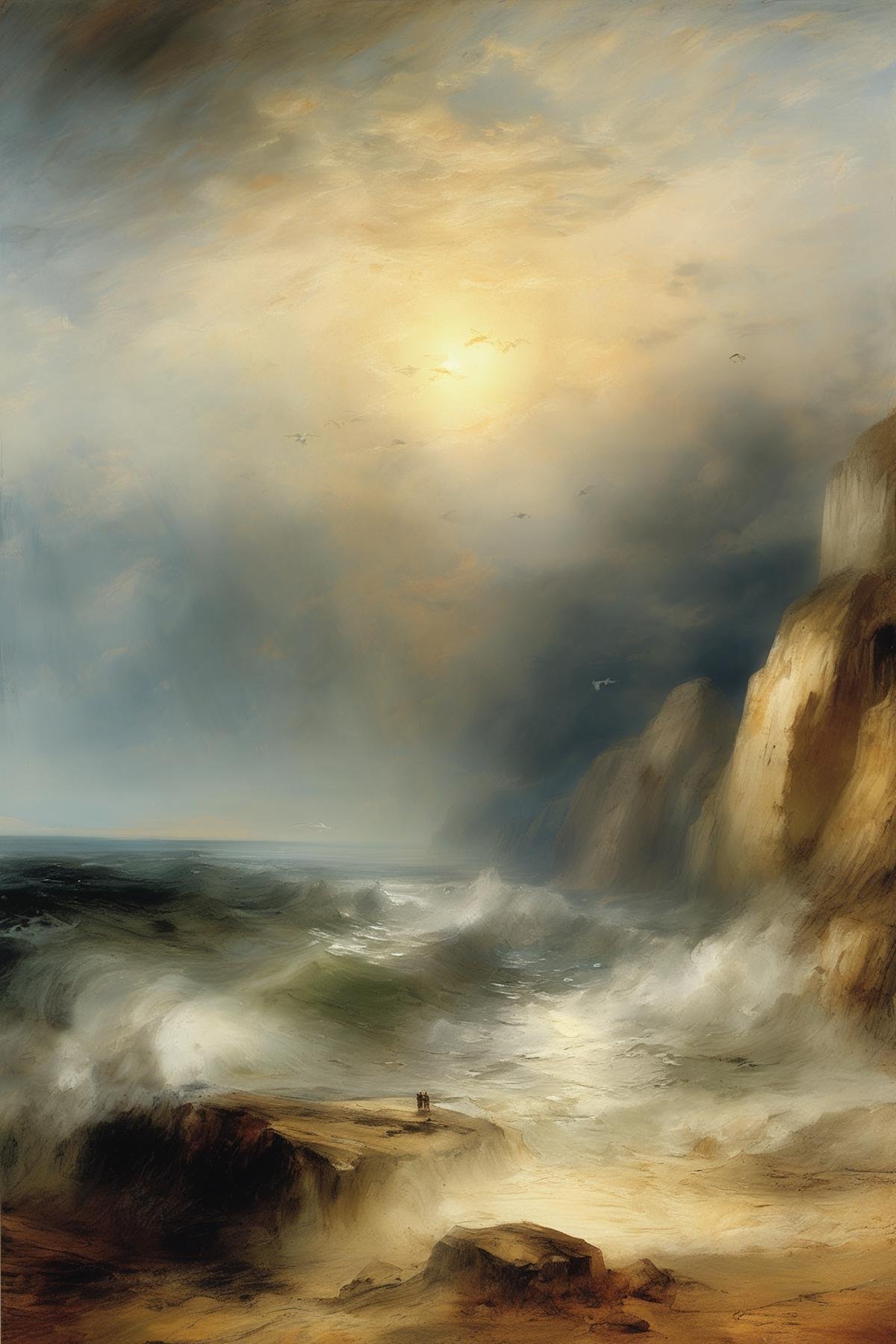 John Martin Style - Sea beach masterpiece,  Joseph Mallord William Turner,  Romantic paint painting style by Kappa_Neuro o...
