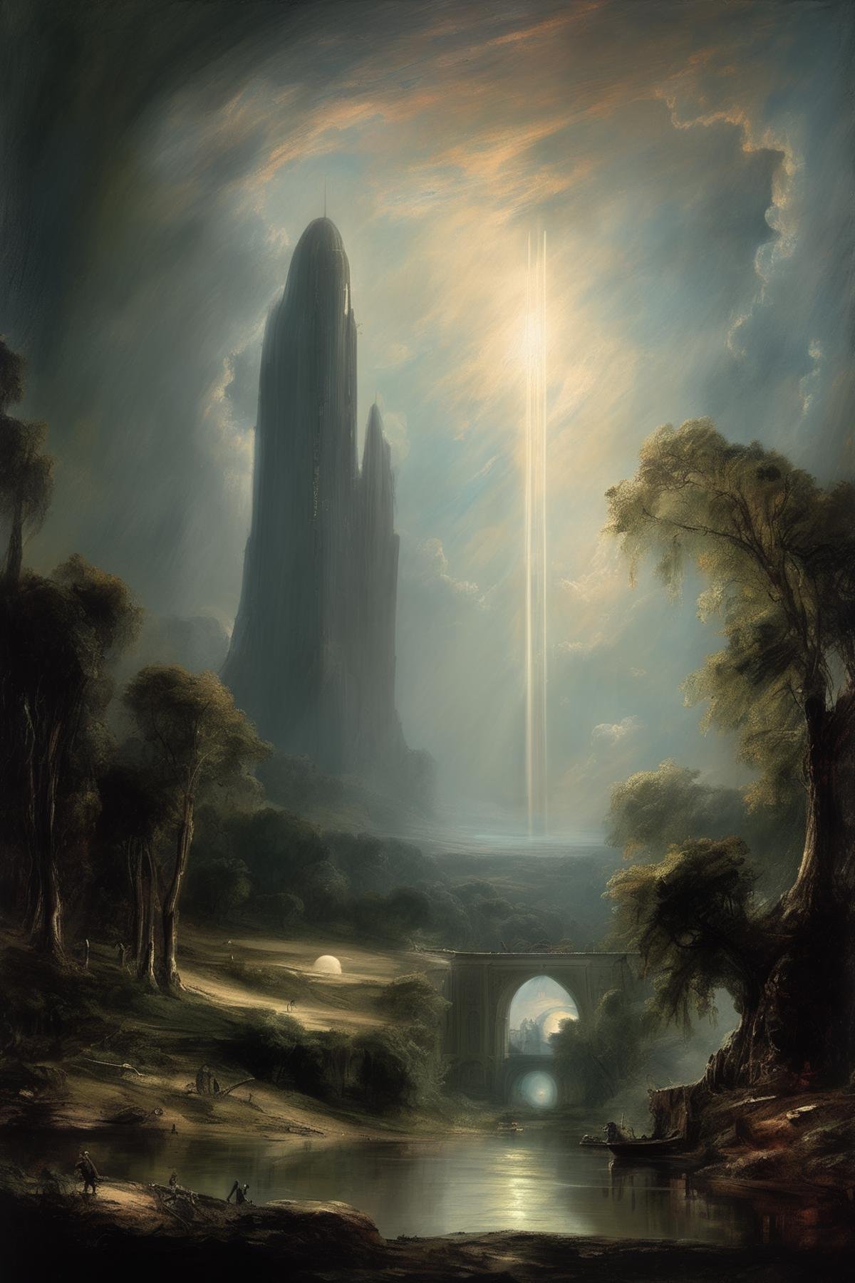 John Martin Style - sci-fi concept art painted by John Constable,  in the style of american romanticism by Kappa_Neuro on...