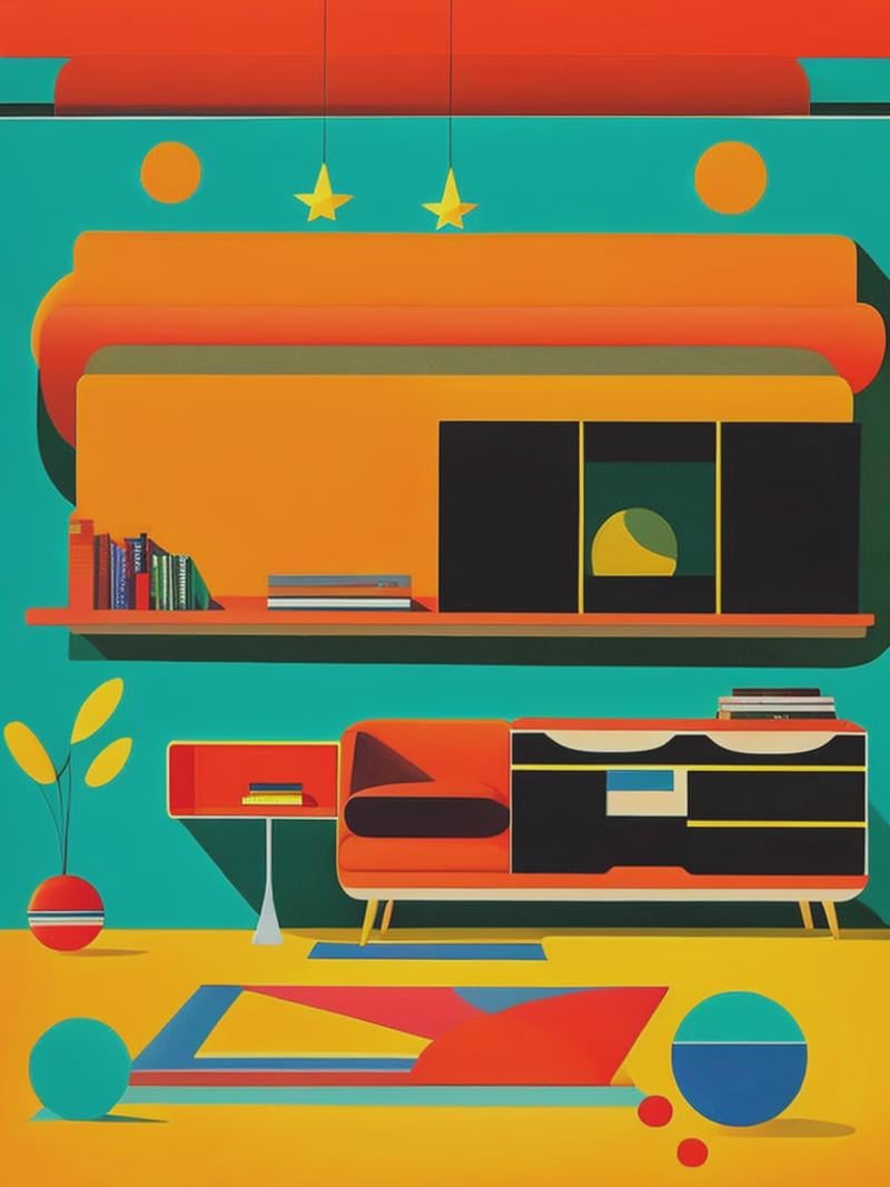 midcentury modernism by josh agle ,  vector art by Kappa_Neuro on Tensor.Art