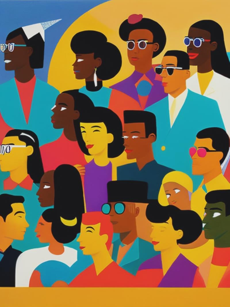 group of people by Josh Agle by Kappa_Neuro on Tensor.Art