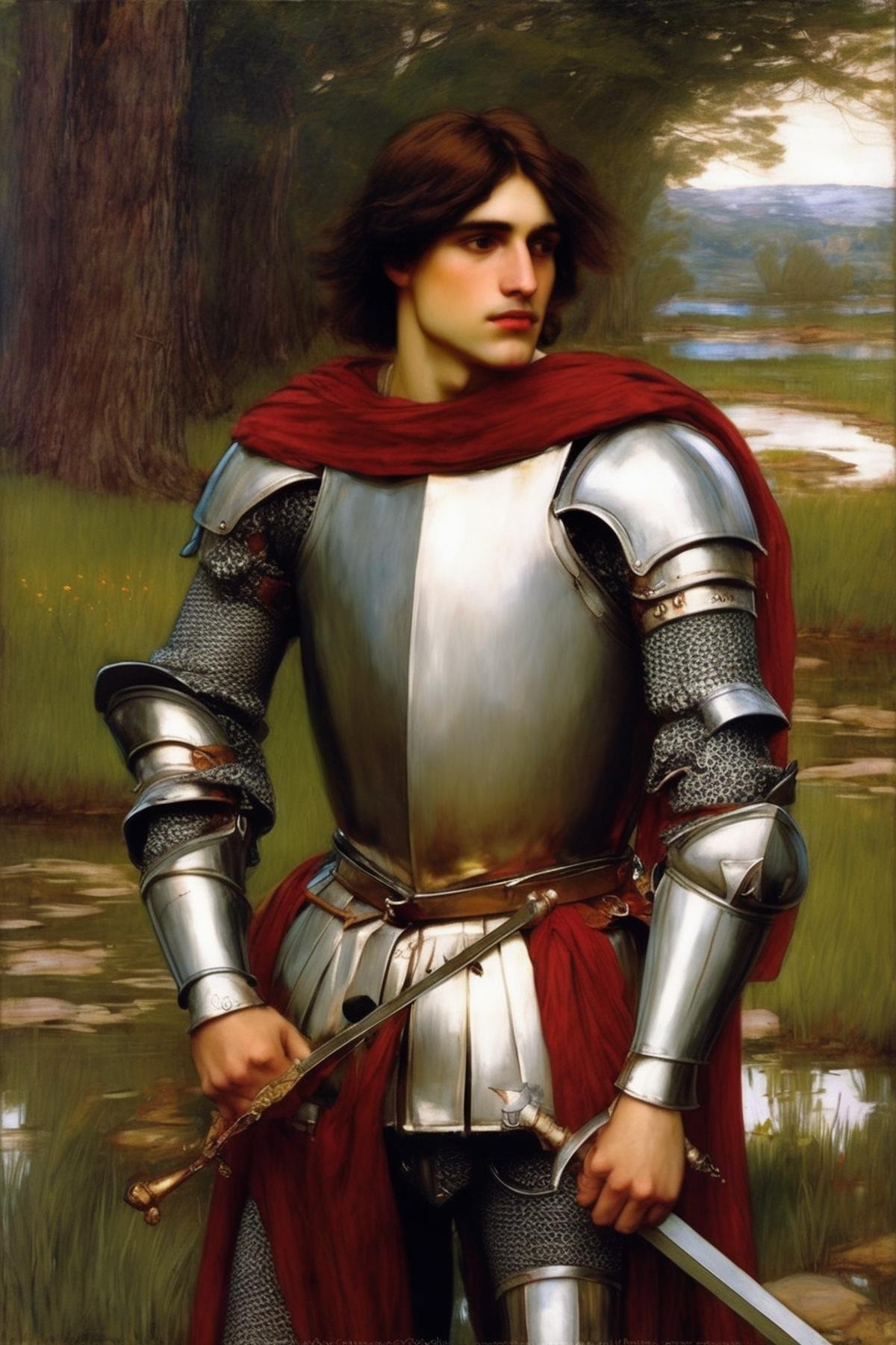 John William Waterhouse Style - John William Waterhouse Romantic handsome knight by Kappa_Neuro on Tensor.Art