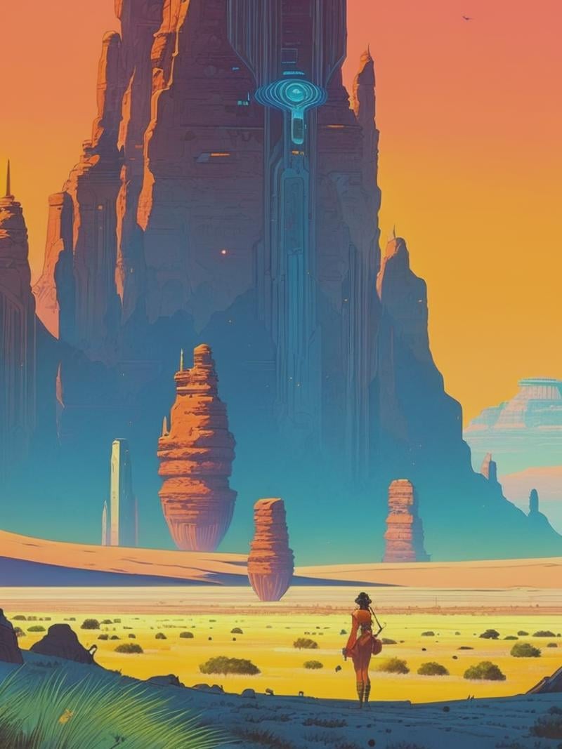 illustration by moebius,  desert planet,  fusion of women and alien greenery by Kappa_Neuro on Tensor.Art