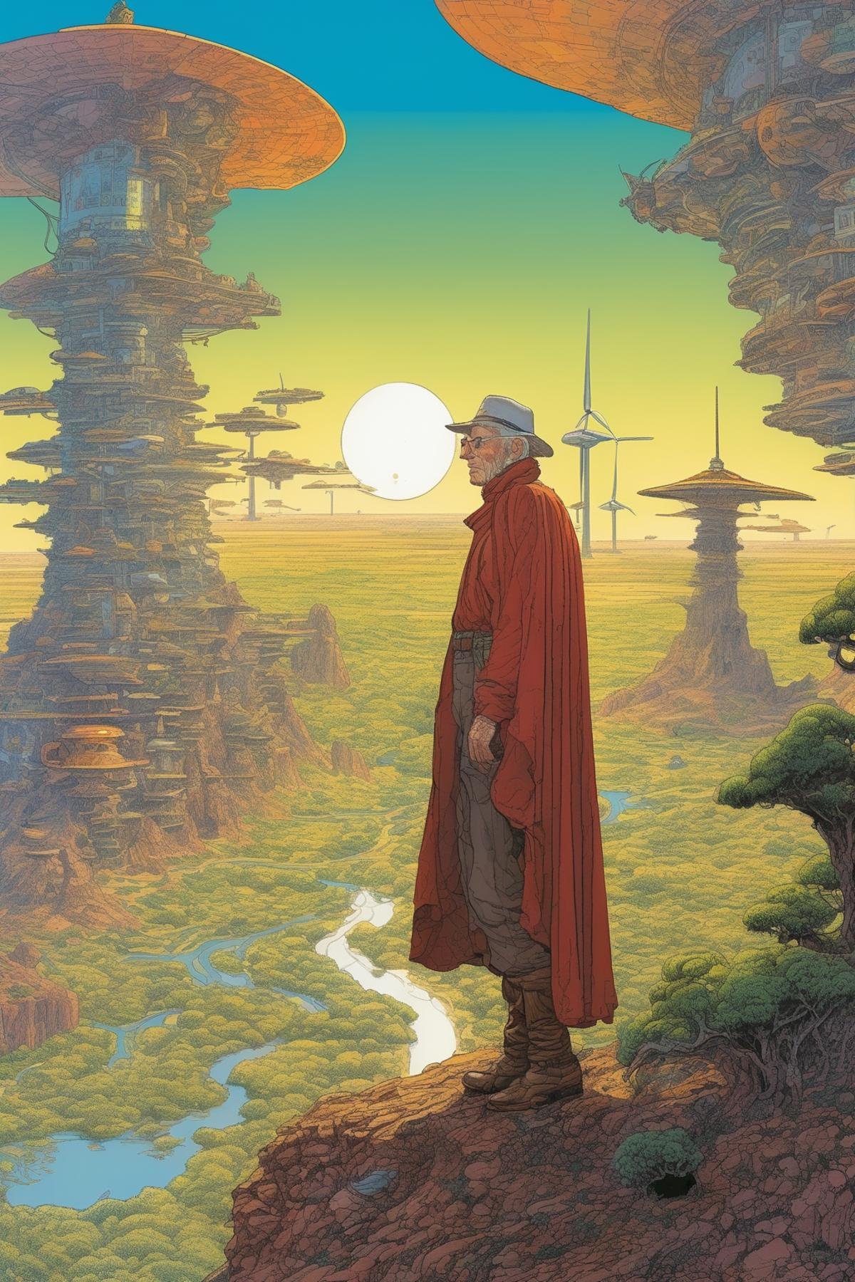 Josh Kirby Style - [Jean Giraud,  known as Moebius,  was a legendary artist known for his imaginative and surreal illustra...