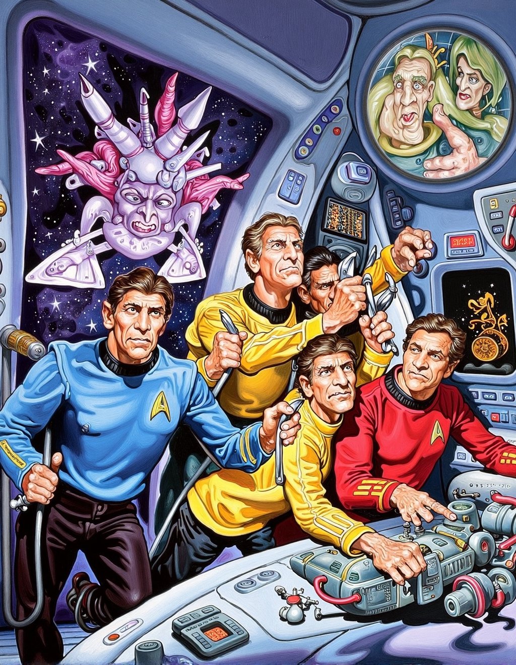 Josh Kirby Style,  The crew of the USS Enterprise encounters an impossible space phenomenon on the bridge of their starshi...