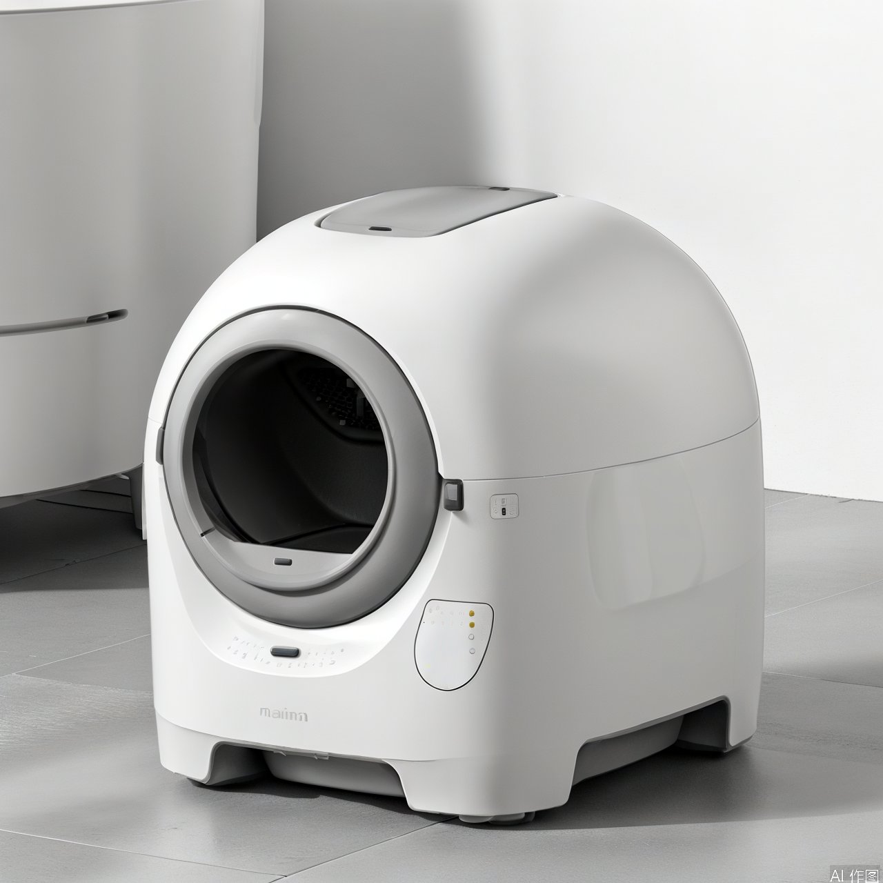 White automatic cat litter box product design,  product design,  product render by 宝拉熊 on Tensor.Art