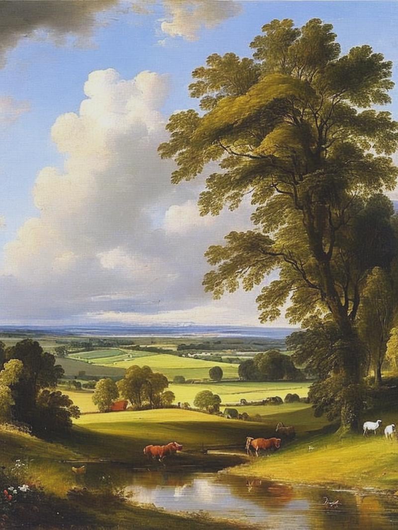 summer country landscape,  John Constable style,  pastoral painting by Kappa_Neuro on Tensor.Art