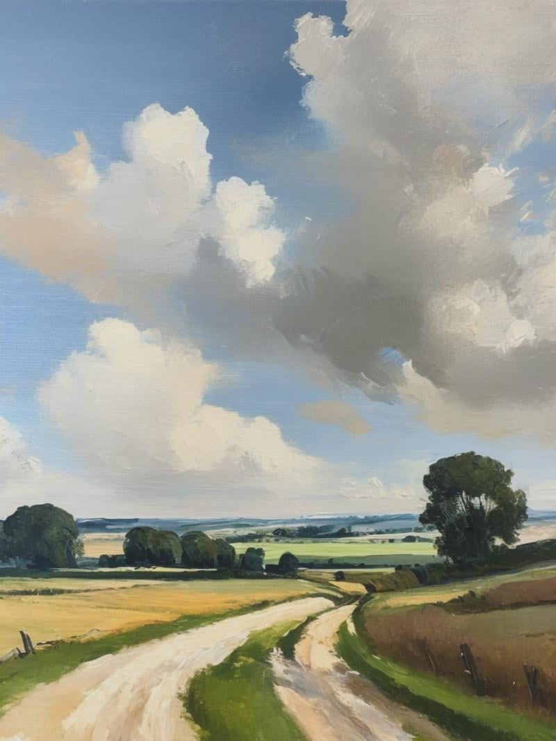 entropy pallet,  vintage Impressionist Landscape Painting,  english countryside road by Kappa_Neuro on Tensor.Art