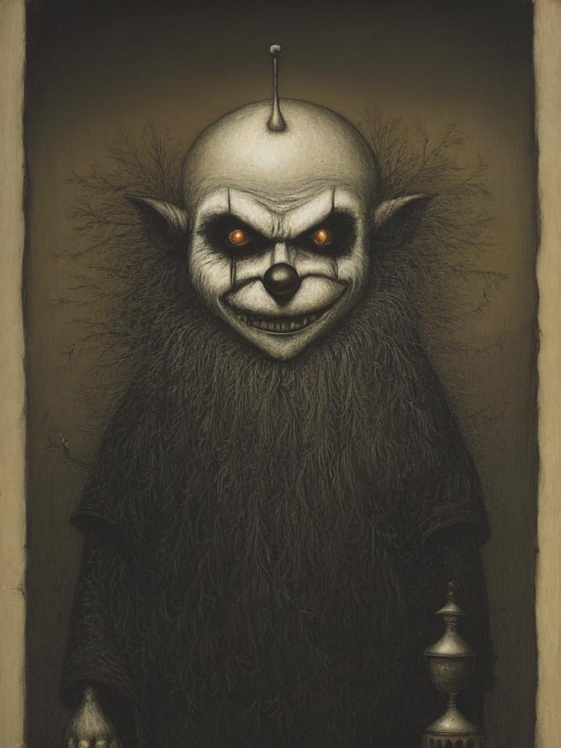 by John Kenn Mortensen,  horror clown by Kappa_Neuro on Tensor.Art