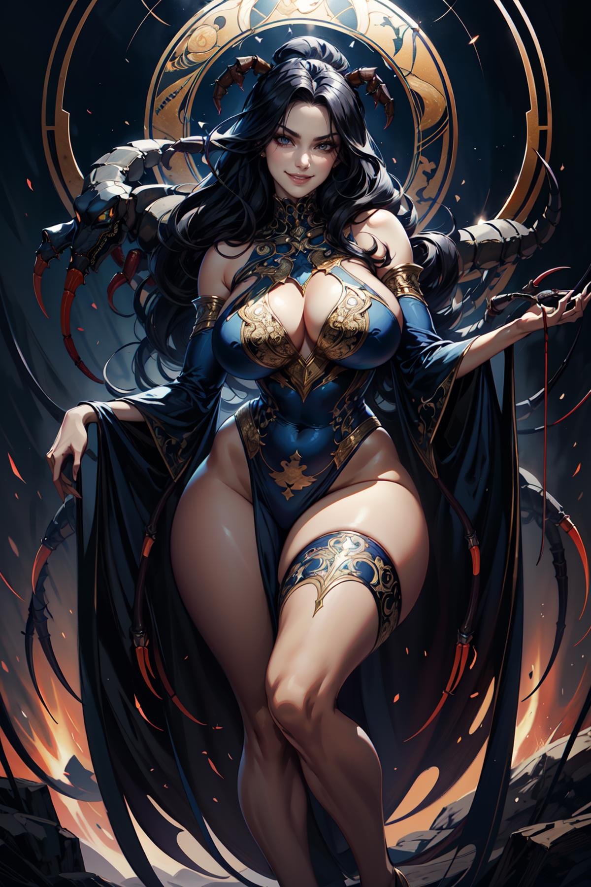 A portrait of the zodiac sign Scorpio as a gorgeous woman,  full body portrait,  very detailed face by PulenKompot on Tens...