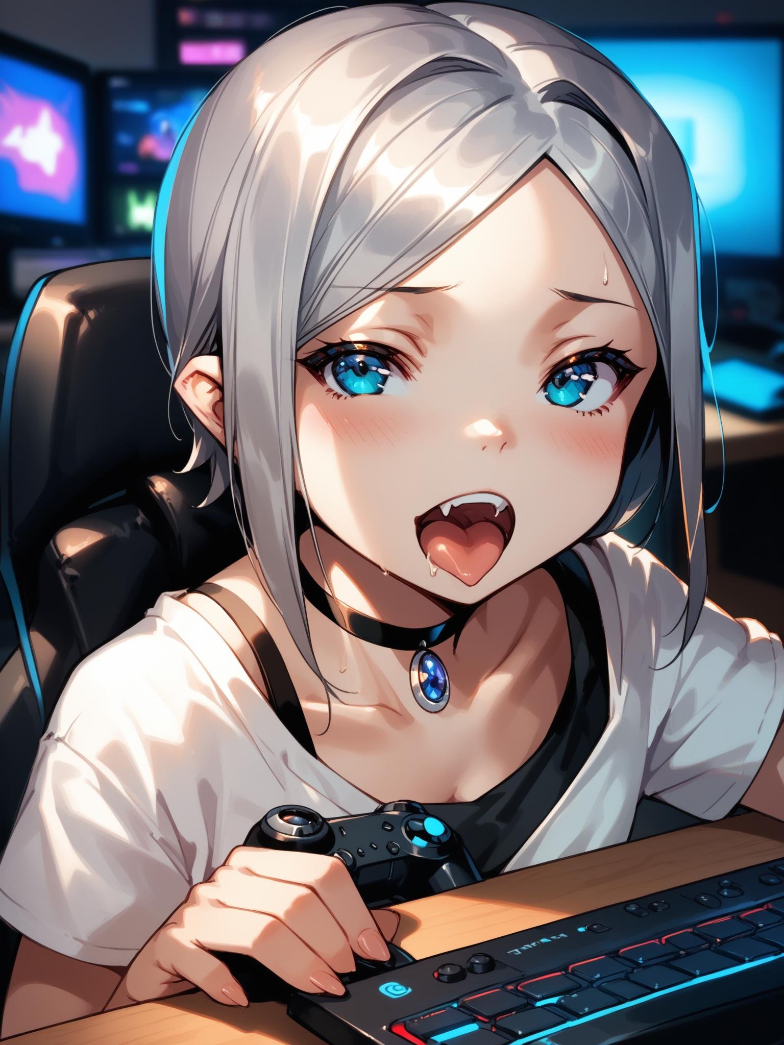 ht_leia,  silver hair,  blue eyes by happy_tentacle on Tensor.Art