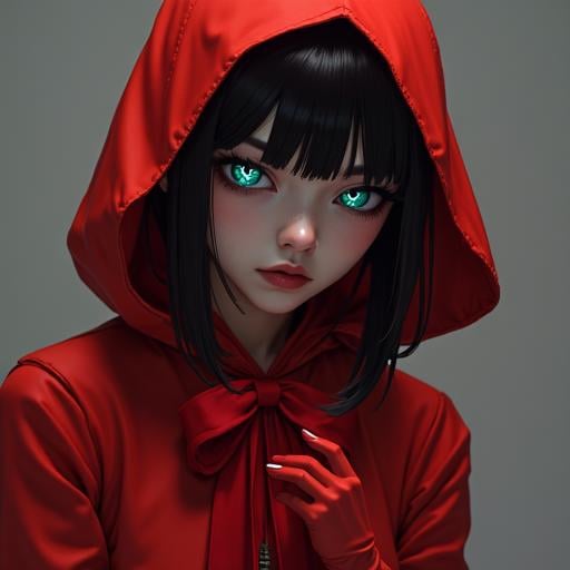 symbol-shaped pupils,  hood,  red dress by unfazedanomaly964 on Tensor.Art