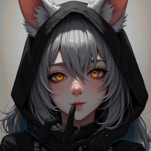closed eyes,  black hoodie,  cat by unfazedanomaly964 on Tensor.Art