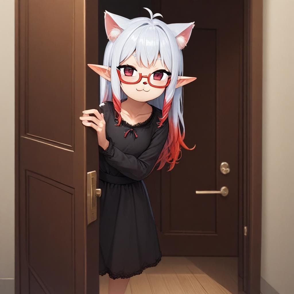black shirt,  multicolored hair,  door by unfazedanomaly964 on Tensor.Art