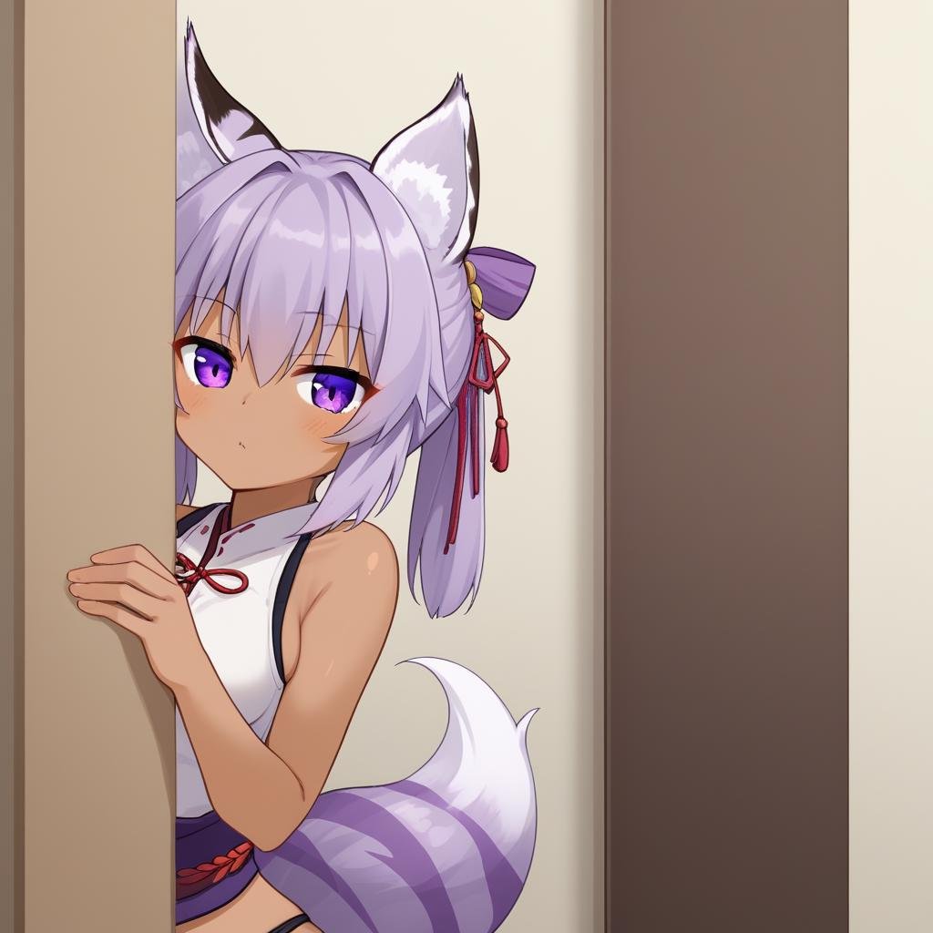 underwear,  dark-skinned female,  fox tail by unfazedanomaly964 on Tensor.Art