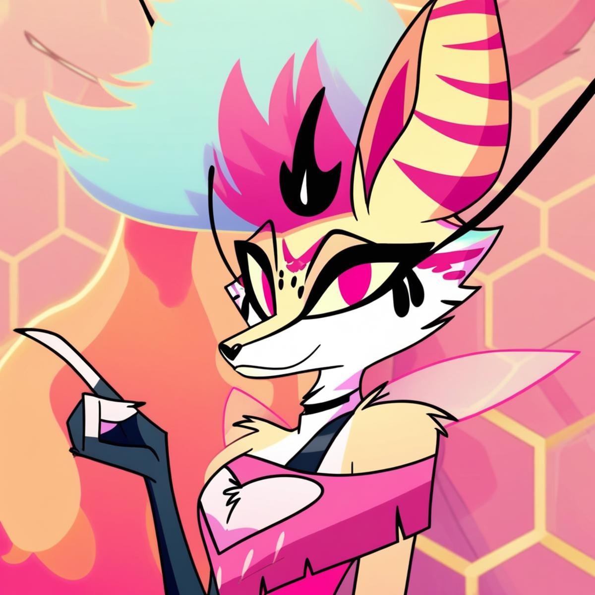 Queen Bee,  furry,  multicolored hair by MadPax on Tensor.Art