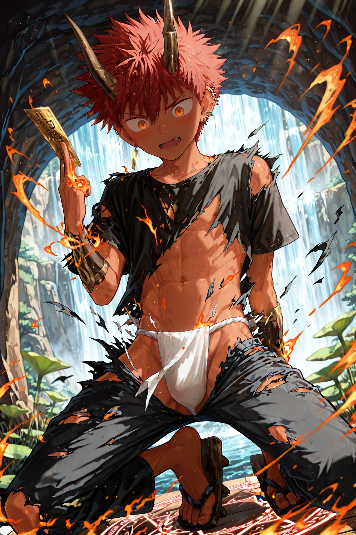 male focus,  dutch angle,  dynamic pose by Shiron_AI on Tensor.Art