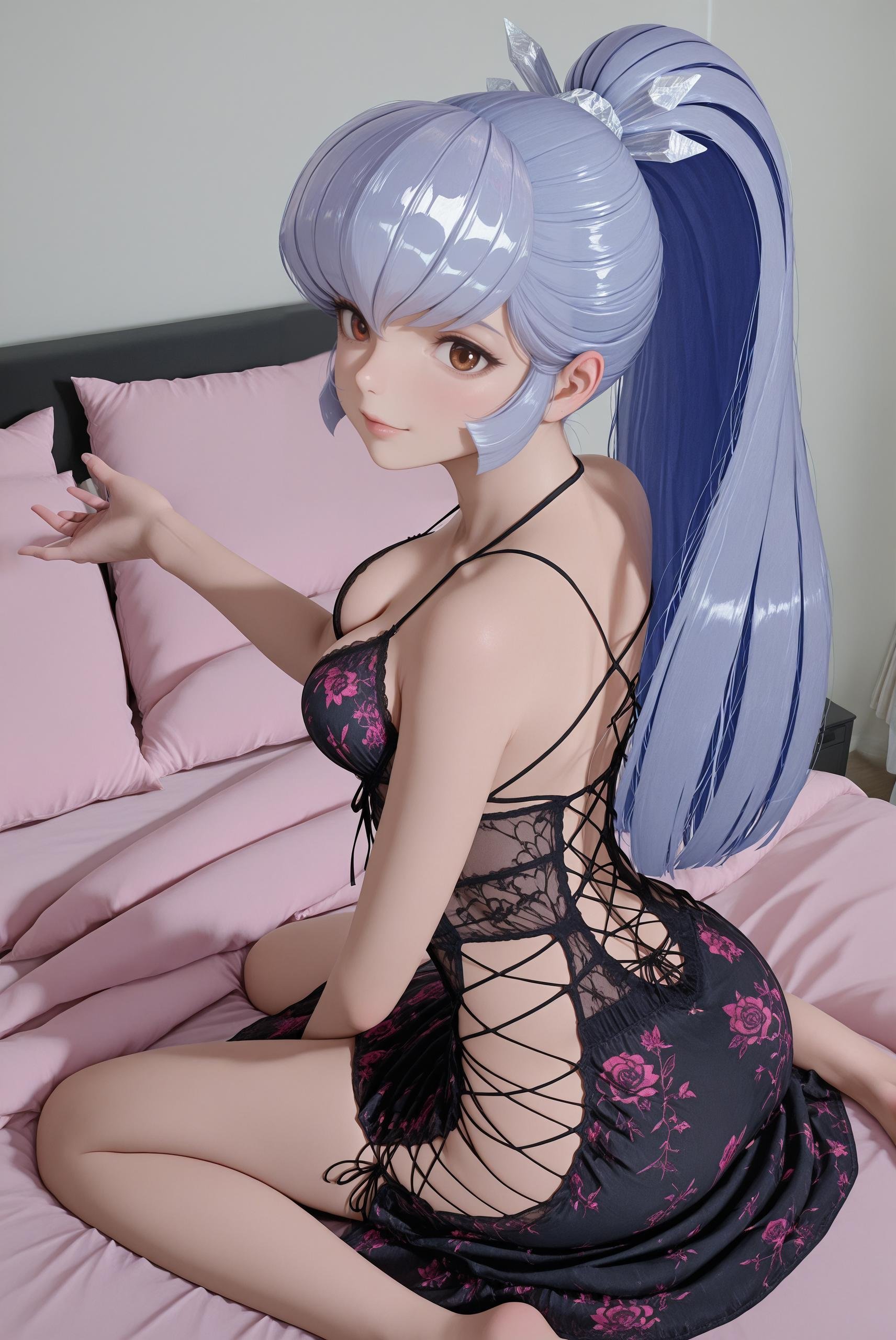 oyuki,  long hair,  ice blue hair by Farfegnugen on Tensor.Art